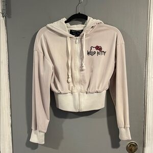 Forever 21 x Hello Kitty Velour Cropped Hoodie Size Small